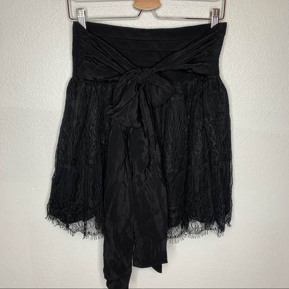 Anthropologie Boho Silk Lined Black Tiered Lace Skirt Size 2 - Picture 3 of 10